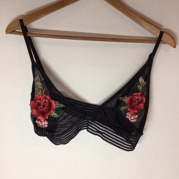 SHEIN Other - SHEIN black bralette with roses